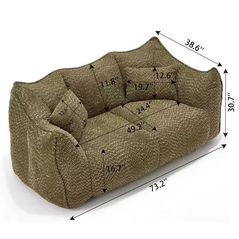 TUYOHW Canapé poire extra long de 185 cm, Transat en chenille 2 places avec âme en mousse haute résilience, Canapé de sol en chenille pour salon