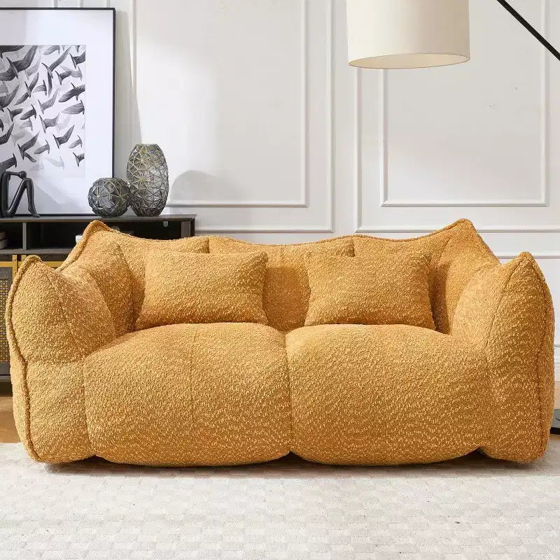 TUYOHW Canapé poire extra long de 185 cm, Transat en chenille 2 places avec âme en mousse haute résilience, Canapé de sol en chenille pour salon