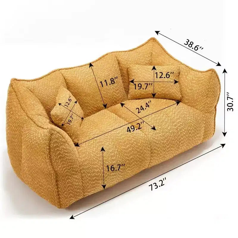 TUYOHW Canapé poire extra long de 185 cm, Transat en chenille 2 places avec âme en mousse haute résilience, Canapé de sol en chenille pour salon