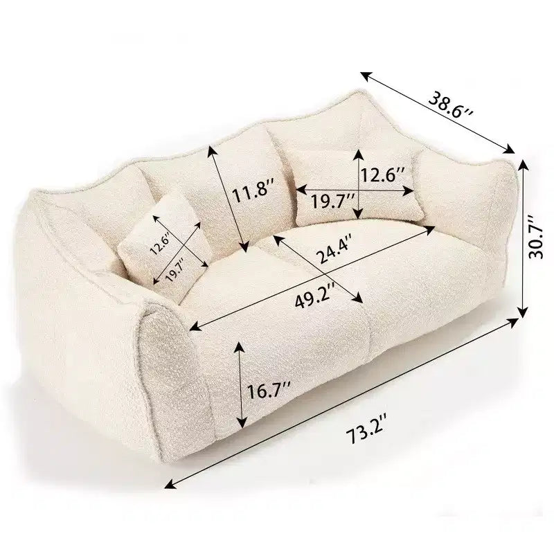 TUYOHW Canapé poire extra long de 185 cm, Transat en chenille 2 places avec âme en mousse haute résilience, Canapé de sol en chenille pour salon