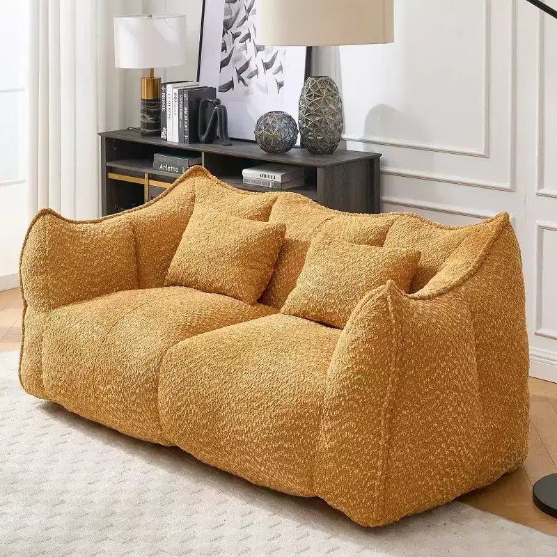 TUYOHW Canapé poire extra long de 185 cm, Transat en chenille 2 places avec âme en mousse haute résilience, Canapé de sol en chenille pour salon