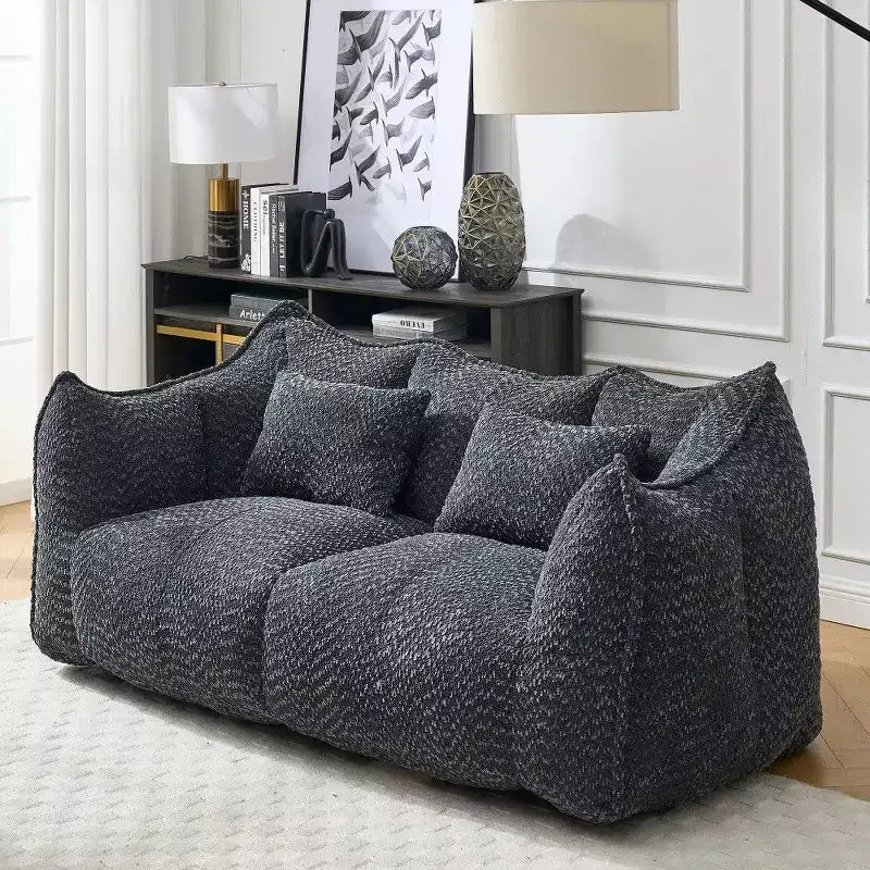 TUYOHW Canapé poire extra long de 185 cm, Transat en chenille 2 places avec âme en mousse haute résilience, Canapé de sol en chenille pour salon