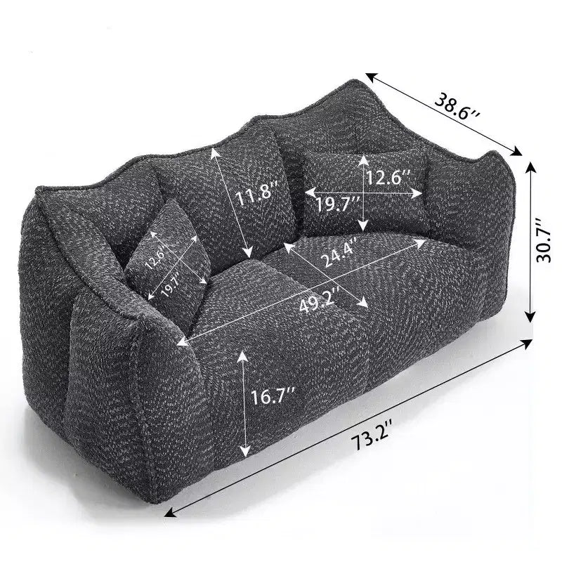 TUYOHW Canapé poire extra long de 185 cm, Transat en chenille 2 places avec âme en mousse haute résilience, Canapé de sol en chenille pour salon