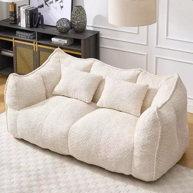 TUYOHW Canapé poire extra long de 185 cm, Transat en chenille 2 places avec âme en mousse haute résilience, Canapé de sol en chenille pour salon