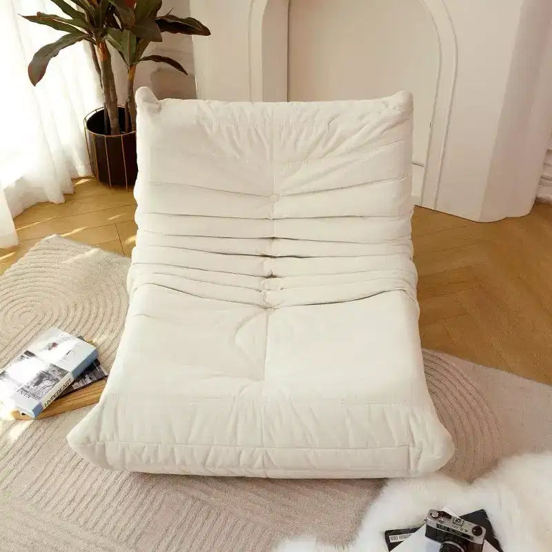 TUYOHW Fauteuil poire sans assemblage, fauteuil lounge en tissu imperméable et antitache, mousse à mémoire de forme haute densité, style Art déco, blanc cassé