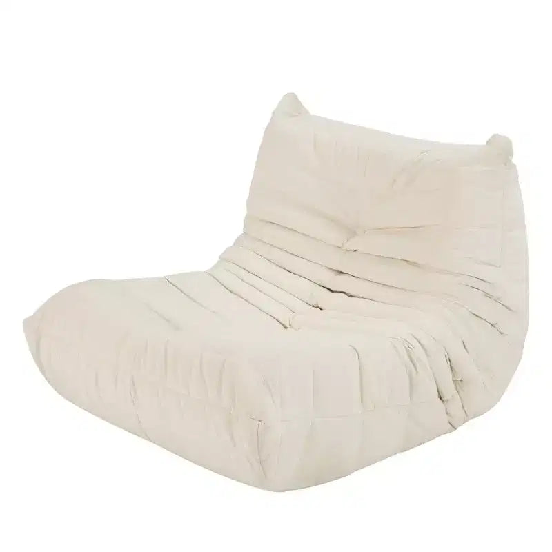 TUYOHW Fauteuil poire sans assemblage, fauteuil lounge en tissu imperméable et antitache, mousse à mémoire de forme haute densité, style Art déco, blanc cassé