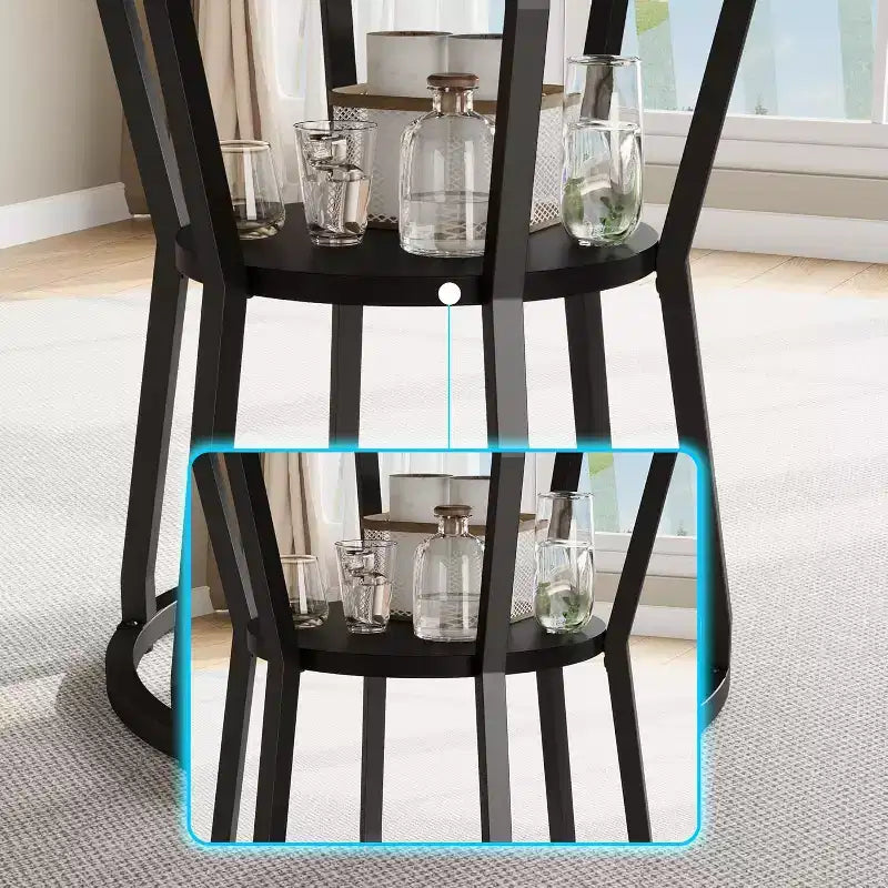 Table à manger ronde pour 4-6 personnes, table de cuisine de ferme de 107 cm avec rangement, tables à dîner circulaires pour cuisine, salle à manger, salon, appartement