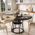 Table à manger ronde pour 4-6 personnes, table de cuisine de ferme de 107 cm avec rangement, tables à dîner circulaires pour cuisine, salle à manger, salon, appartement