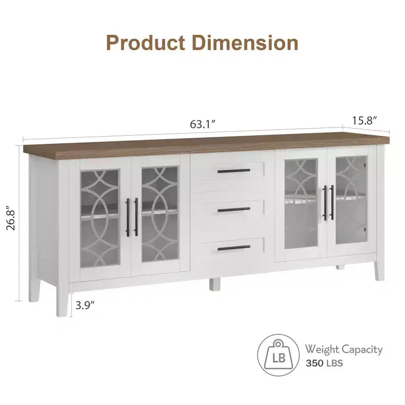 Meuble TV de ferme avec porte vitrée pour téléviseur de 70 pouces, meuble de divertissement moderne du milieu du siècle