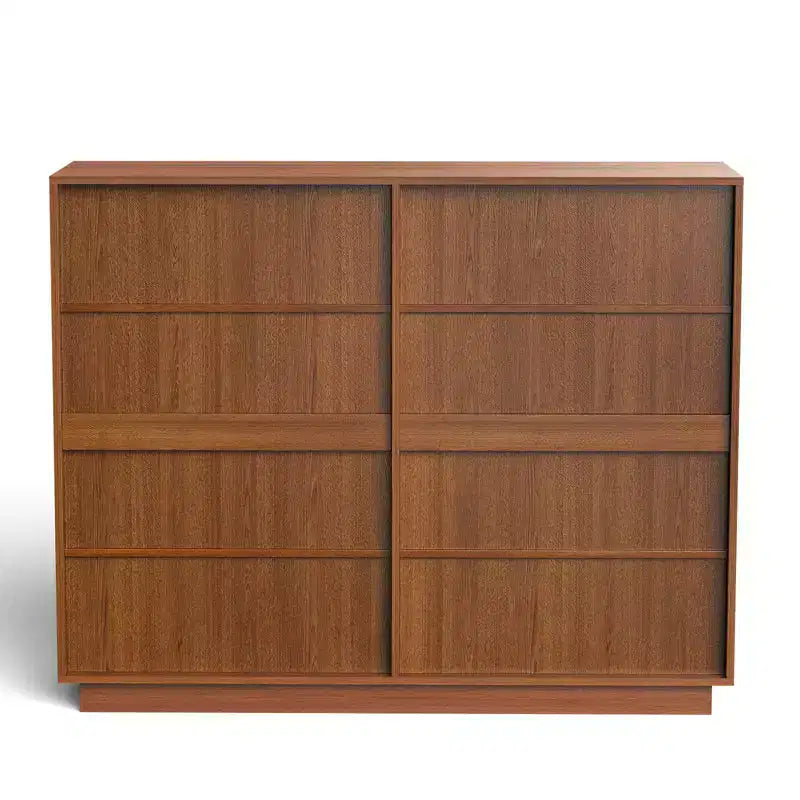 KOLIGEY Commode 8 tiroirs 132 cm de large avec panneau cannelé ondulé