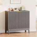 32'' Fluted Cabinet with Storage, 2 Doors Sideboard Buffet, Mid Century Modern Accent Cabinet with Adjustable Shelves