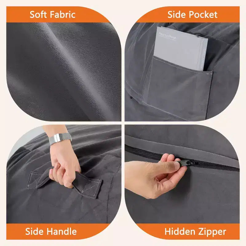 Okak 36/48in Grands Poufs avec Mousse à Mémoire de Forme pour Adultes, Poufs avec Housse Lavable Amovible, Canapé Paresseux pour Salon