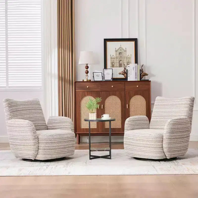 MAYEERTY Fauteuil pivotant à 360°, Velours Moelleux, Salon Bureau, Multicolore