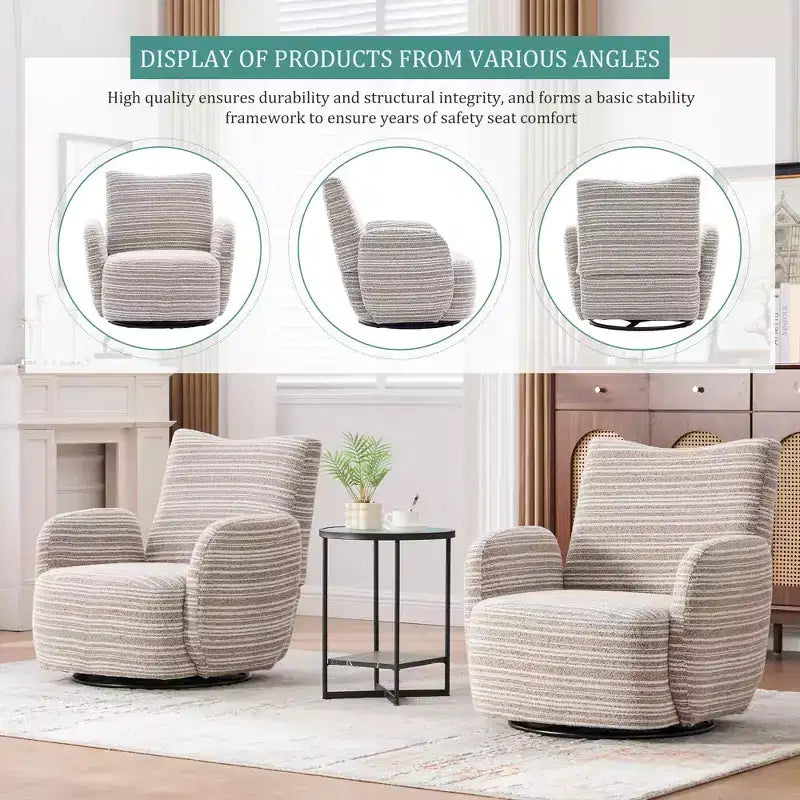 MAYEERTY Fauteuil pivotant à 360°, Velours Moelleux, Salon Bureau, Multicolore