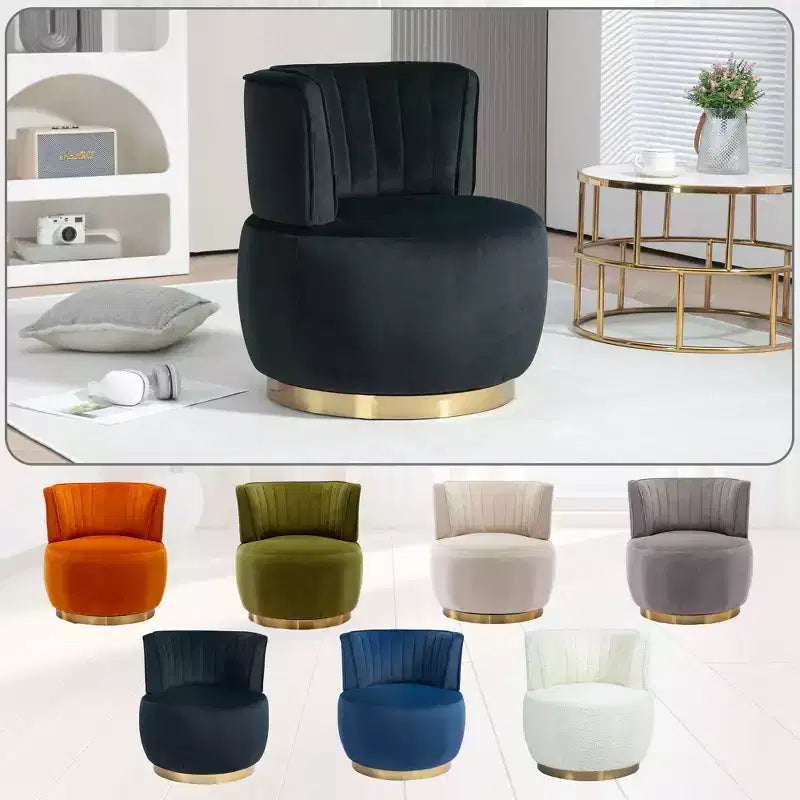 MAYEERTY Fauteuil pivotant à 360°, Velours Moelleux, Salon Bureau, Multicolore