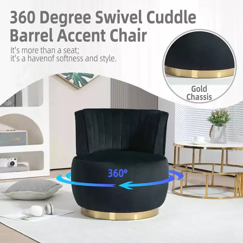 MAYEERTY Fauteuil pivotant à 360°, Velours Moelleux, Salon Bureau, Multicolore