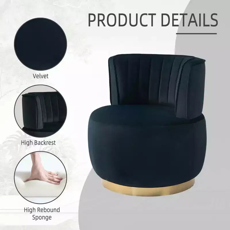 MAYEERTY Fauteuil pivotant à 360°, Velours Moelleux, Salon Bureau, Multicolore