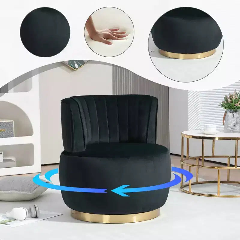 MAYEERTY Fauteuil pivotant à 360°, Velours Moelleux, Salon Bureau, Multicolore