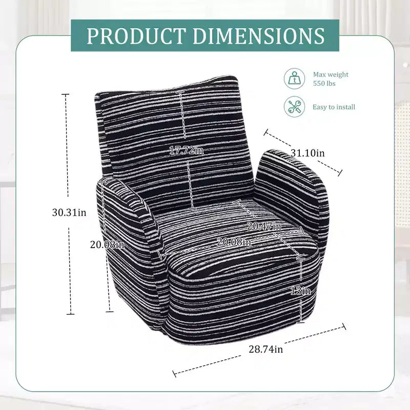 MAYEERTY Fauteuil pivotant à 360°, Velours Moelleux, Salon Bureau, Multicolore