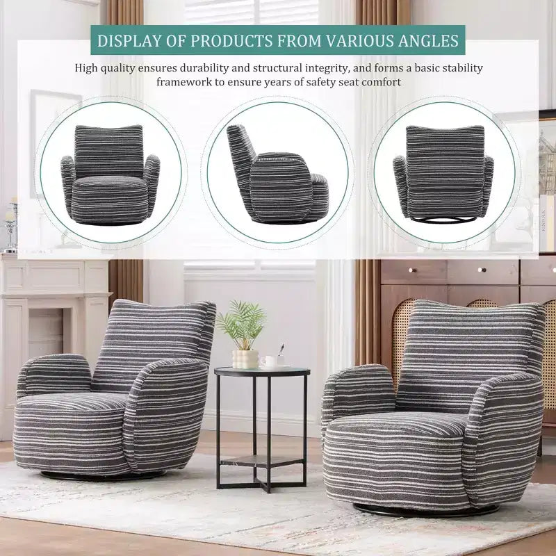 MAYEERTY Fauteuil pivotant à 360°, Velours Moelleux, Salon Bureau, Multicolore