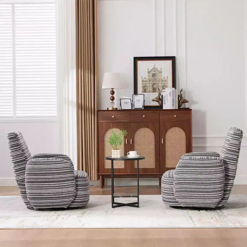 MAYEERTY Fauteuil pivotant à 360°, Velours Moelleux, Salon Bureau, Multicolore