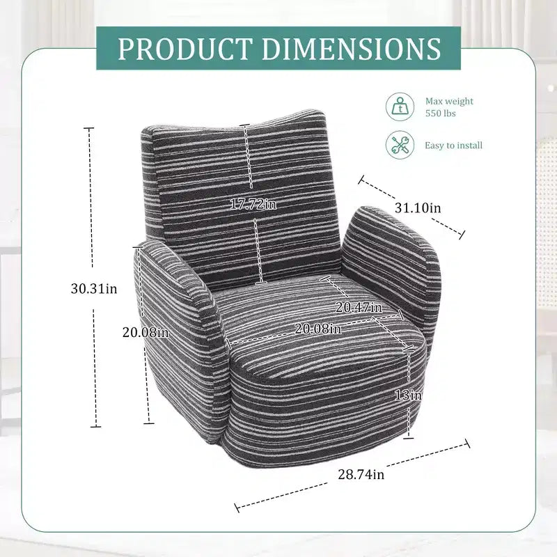 MAYEERTY Fauteuil pivotant à 360°, Velours Moelleux, Salon Bureau, Multicolore