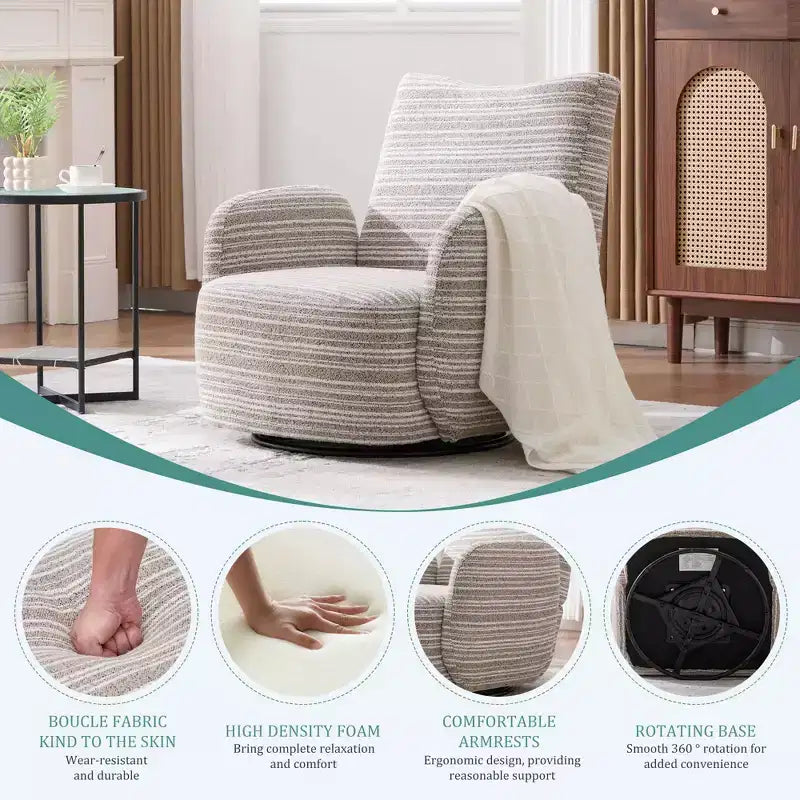 MAYEERTY Fauteuil pivotant à 360°, Velours Moelleux, Salon Bureau, Multicolore