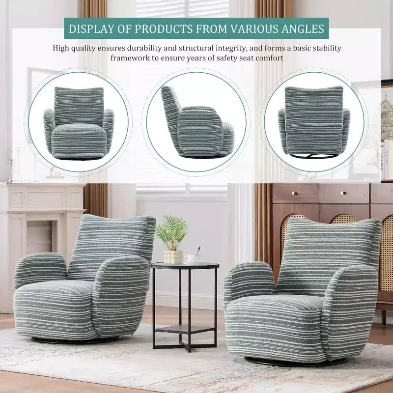 MAYEERTY Fauteuil pivotant à 360°, Velours Moelleux, Salon Bureau, Multicolore