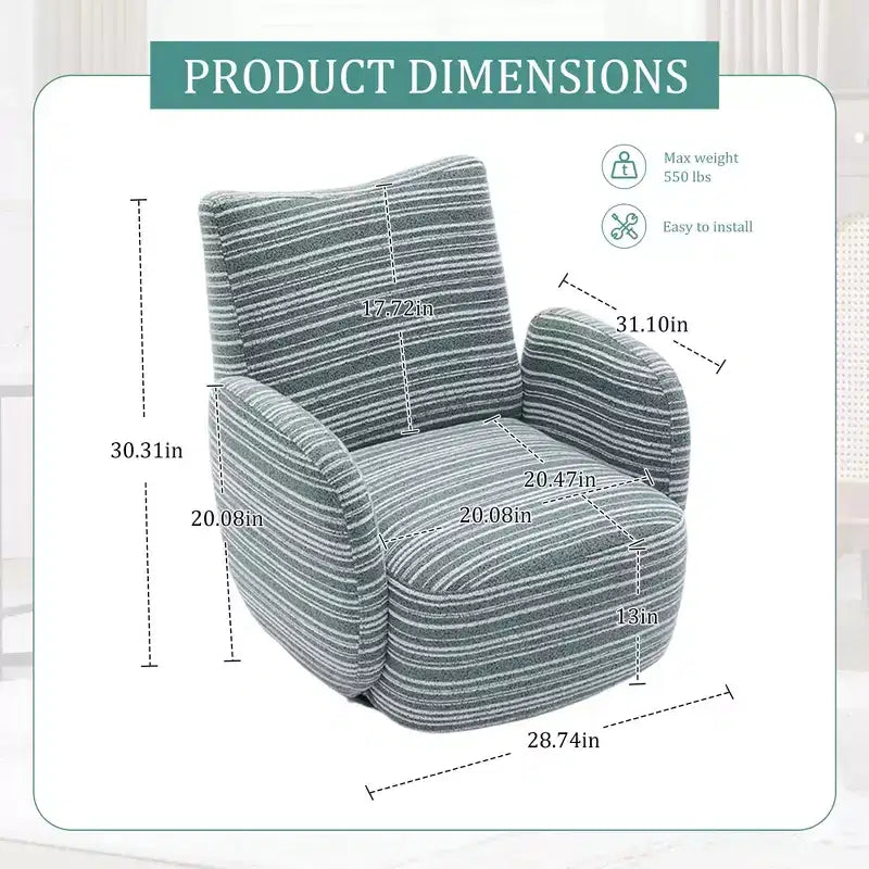 MAYEERTY Fauteuil pivotant à 360°, Velours Moelleux, Salon Bureau, Multicolore