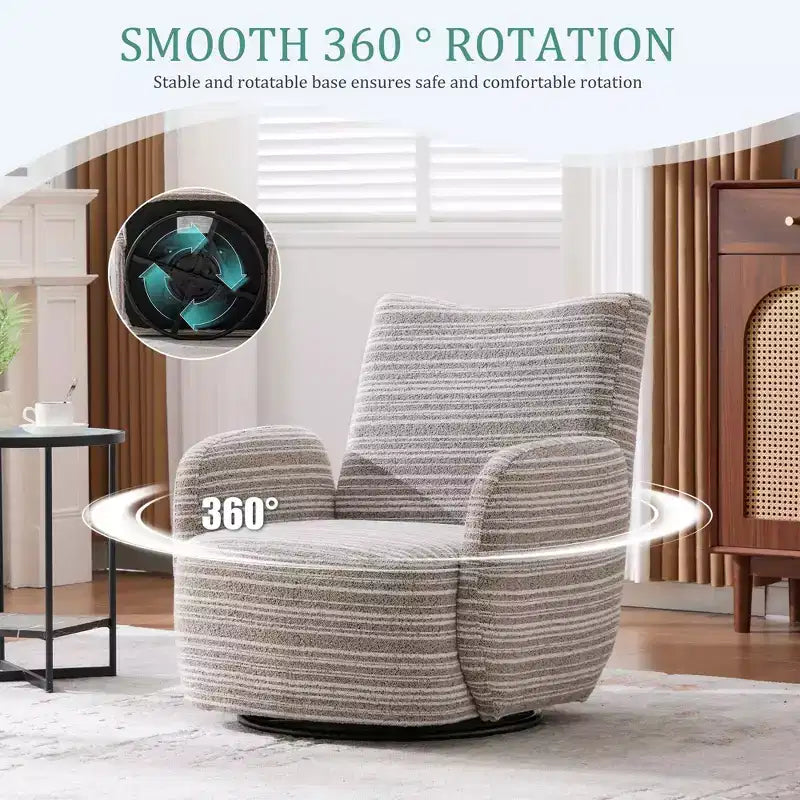 MAYEERTY Fauteuil pivotant à 360°, Velours Moelleux, Salon Bureau, Multicolore