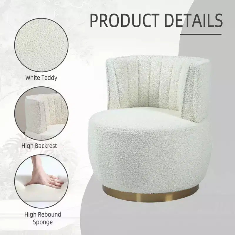 MAYEERTY Fauteuil pivotant à 360°, Velours Moelleux, Salon Bureau, Multicolore