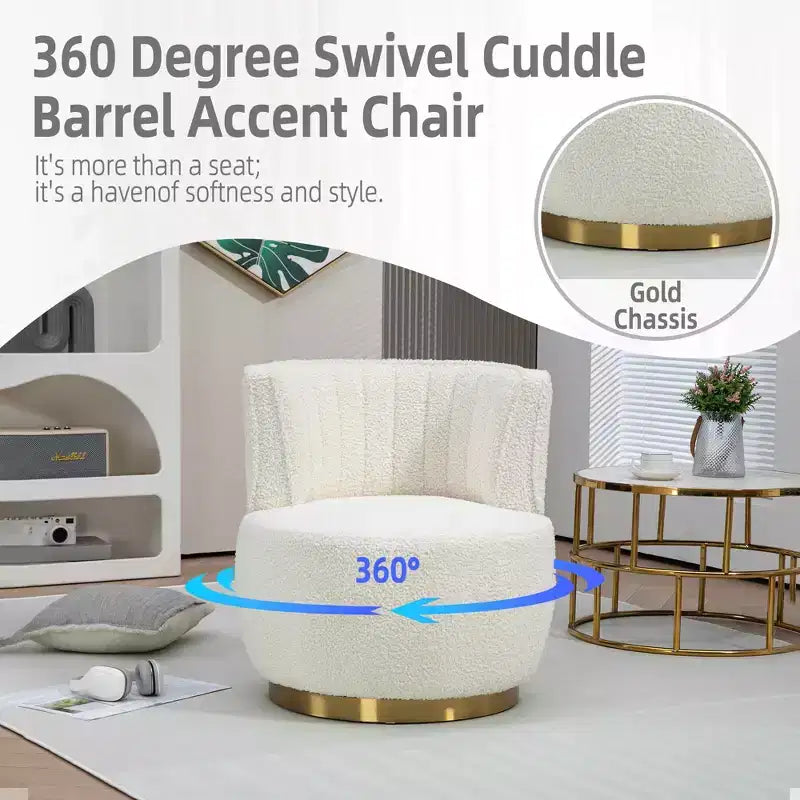 MAYEERTY Fauteuil pivotant à 360°, Velours Moelleux, Salon Bureau, Multicolore