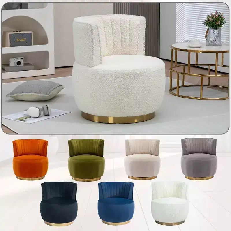 MAYEERTY Fauteuil pivotant à 360°, Velours Moelleux, Salon Bureau, Multicolore
