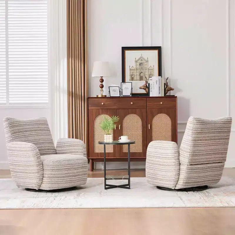 MAYEERTY 360 Swivel Barrel Chair, Fluffy Velvet, Living Room Office, Multi-Color