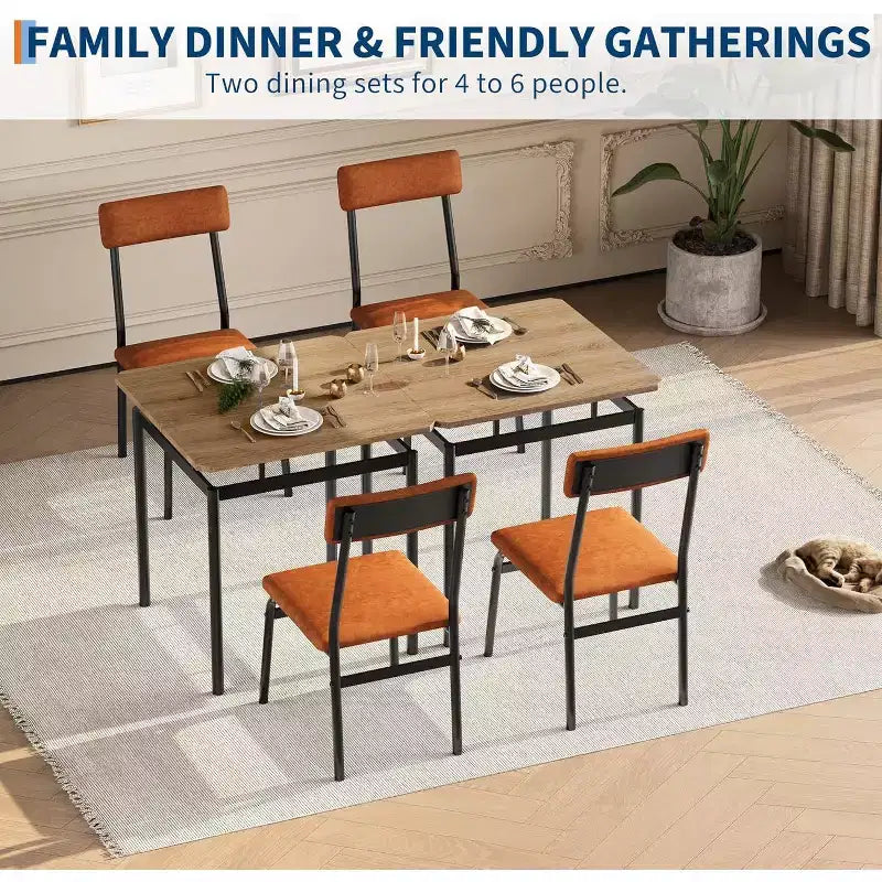 Ensemble de salle à manger 3 pièces avec 2 chaises rembourrées, table et chaises à la finition ton sur ton pour la maison et l'appartement, design peu encombrant avec surface facile à nettoyer, marron
