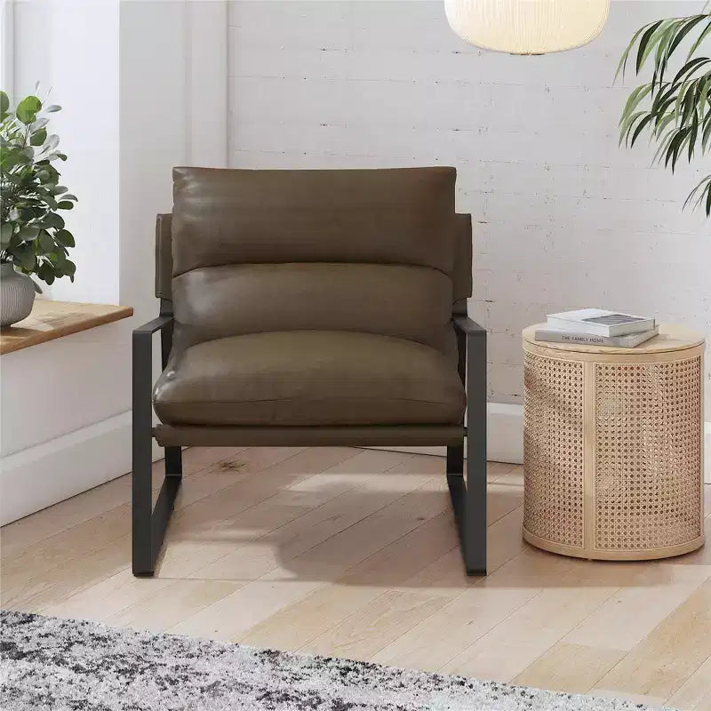 Fauteuil d'appoint suspendu GDFStudio Marlow en similicuir avec cadre en métal