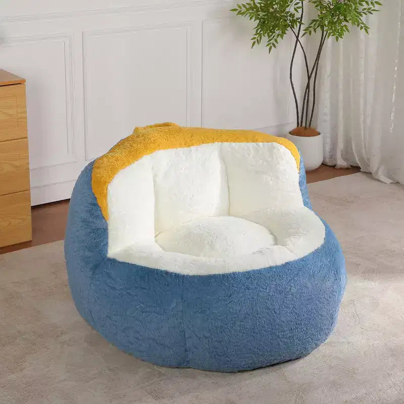 Pouf géant Whisen, canapé en fausse fourrure multicolore, grande méridienne remplie d'éponge déchiquetée, aucun assemblage requis