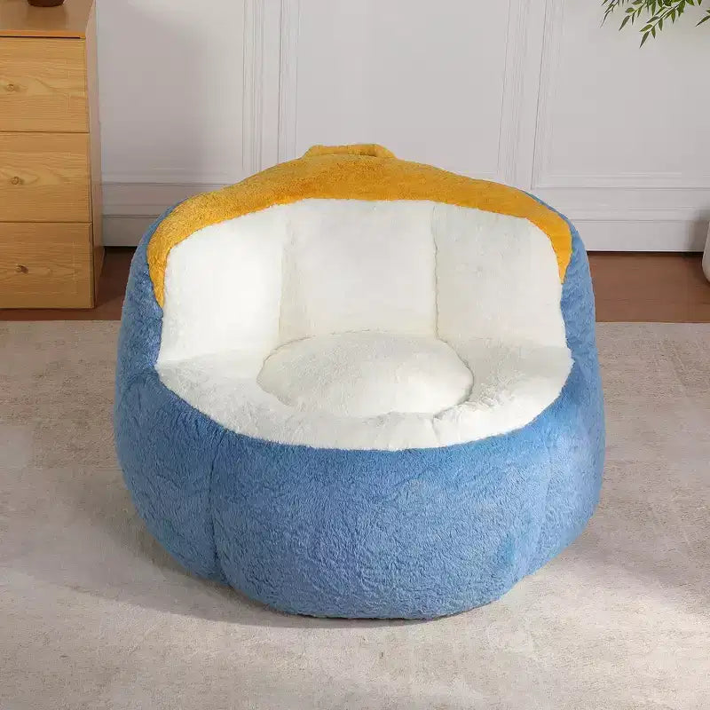 Pouf géant Whisen, canapé en fausse fourrure multicolore, grande méridienne remplie d'éponge déchiquetée, aucun assemblage requis