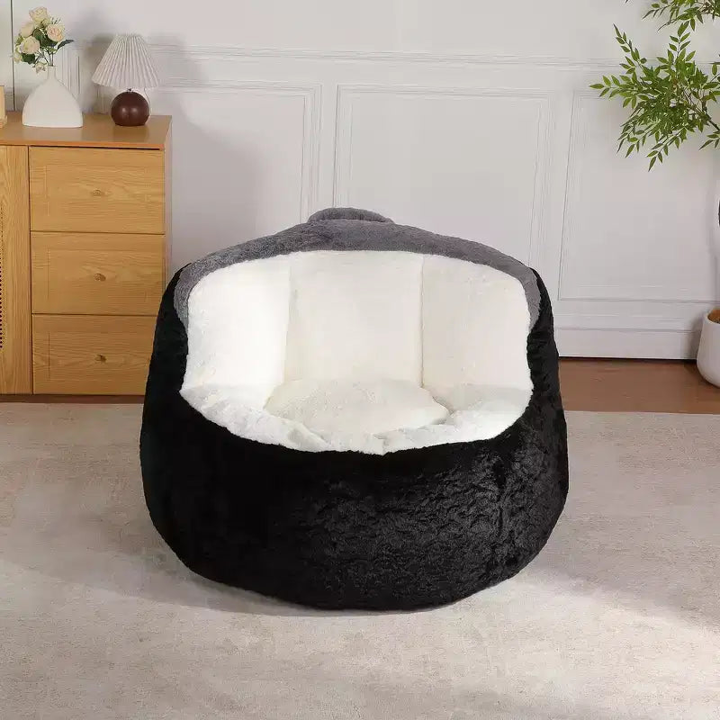 Pouf géant Whisen, canapé en fausse fourrure multicolore, grande méridienne remplie d'éponge déchiquetée, aucun assemblage requis