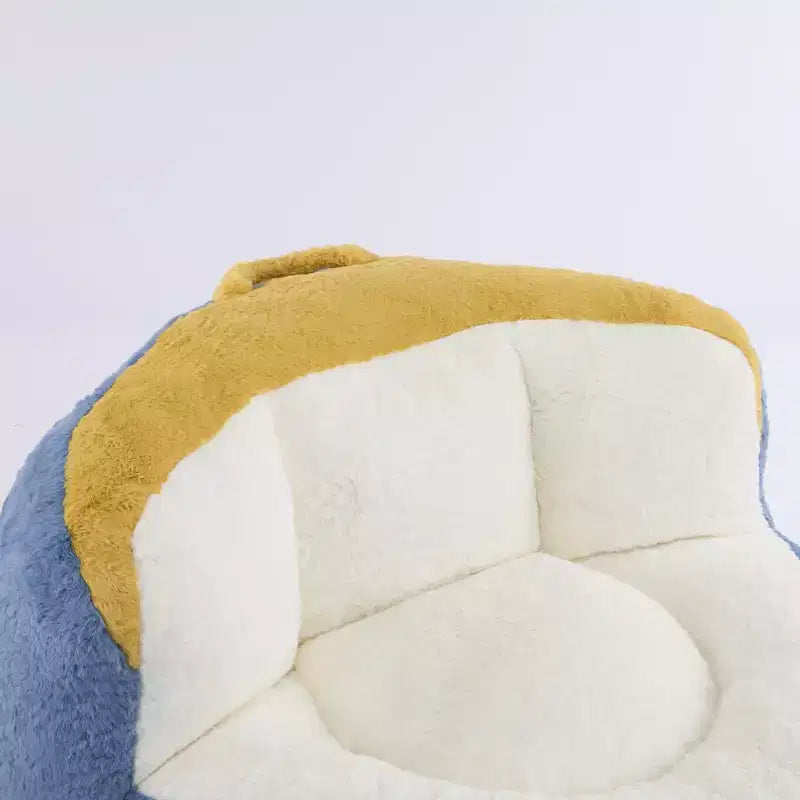 Pouf géant Whisen, canapé en fausse fourrure multicolore, grande méridienne remplie d'éponge déchiquetée, aucun assemblage requis