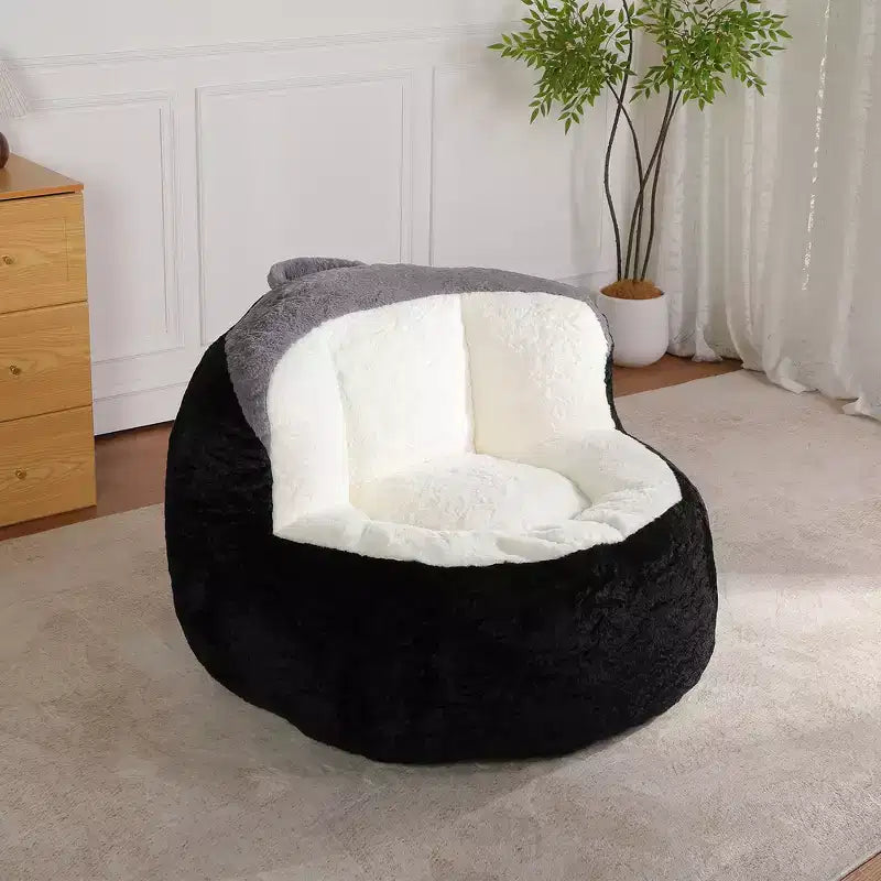 Pouf géant Whisen, canapé en fausse fourrure multicolore, grande méridienne remplie d'éponge déchiquetée, aucun assemblage requis