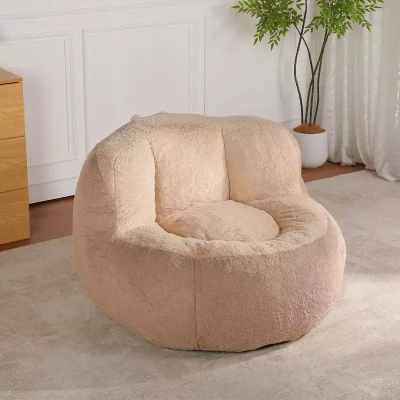 Pouf géant Whisen, canapé en fausse fourrure multicolore, grande méridienne remplie d'éponge déchiquetée, aucun assemblage requis