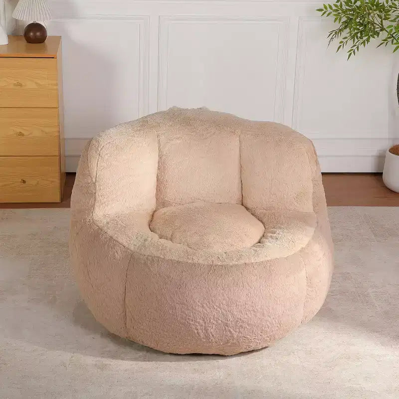 Pouf géant Whisen, canapé en fausse fourrure multicolore, grande méridienne remplie d'éponge déchiquetée, aucun assemblage requis