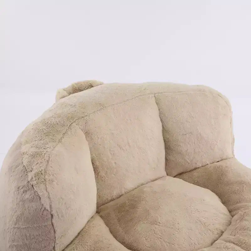 Pouf géant Whisen, canapé en fausse fourrure multicolore, grande méridienne remplie d'éponge déchiquetée, aucun assemblage requis