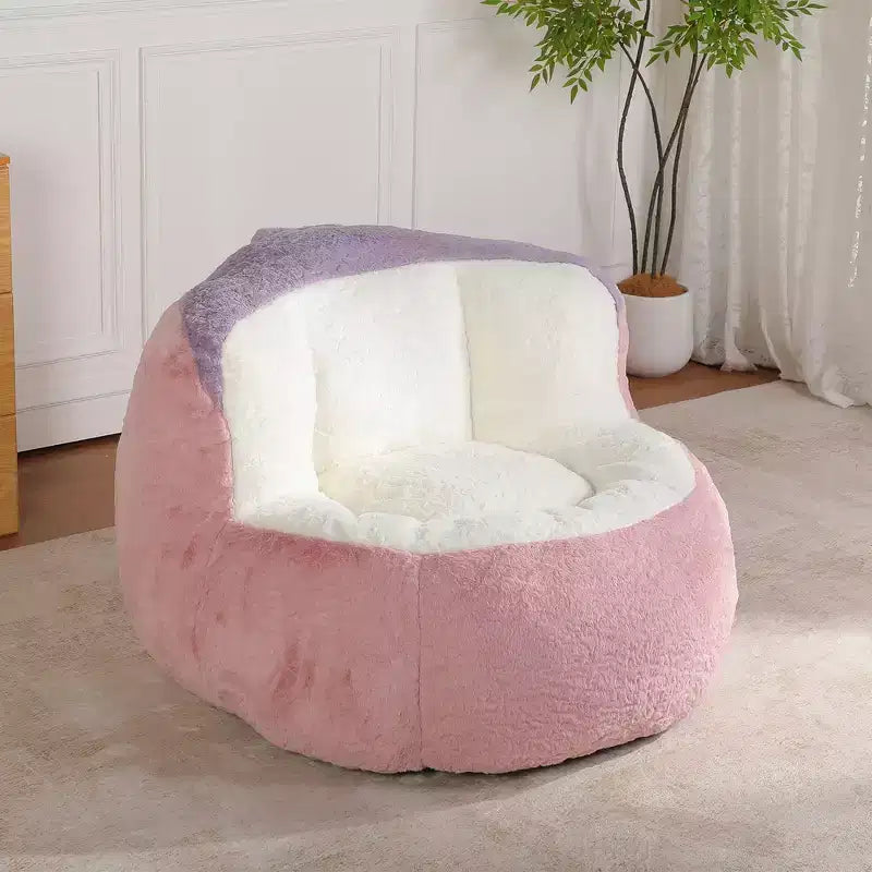 Pouf géant Whisen, canapé en fausse fourrure multicolore, grande méridienne remplie d'éponge déchiquetée, aucun assemblage requis