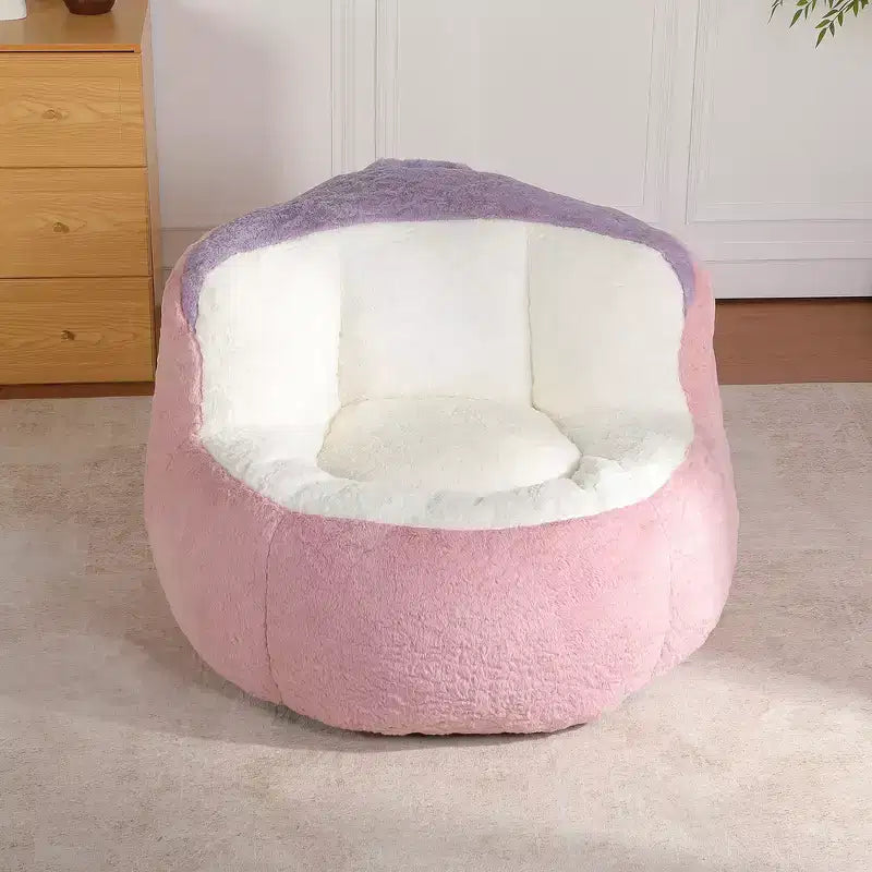 Pouf géant Whisen, canapé en fausse fourrure multicolore, grande méridienne remplie d'éponge déchiquetée, aucun assemblage requis