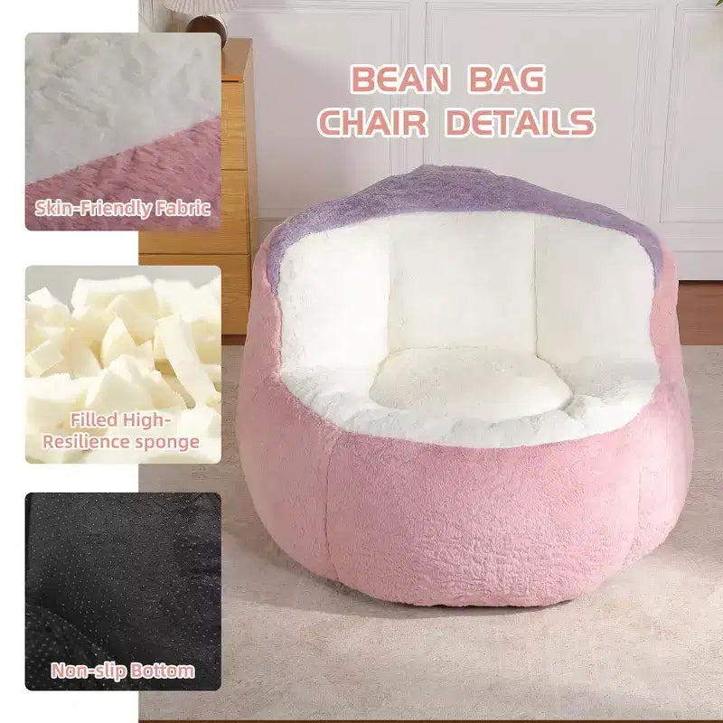 Pouf géant Whisen, canapé en fausse fourrure multicolore, grande méridienne remplie d'éponge déchiquetée, aucun assemblage requis