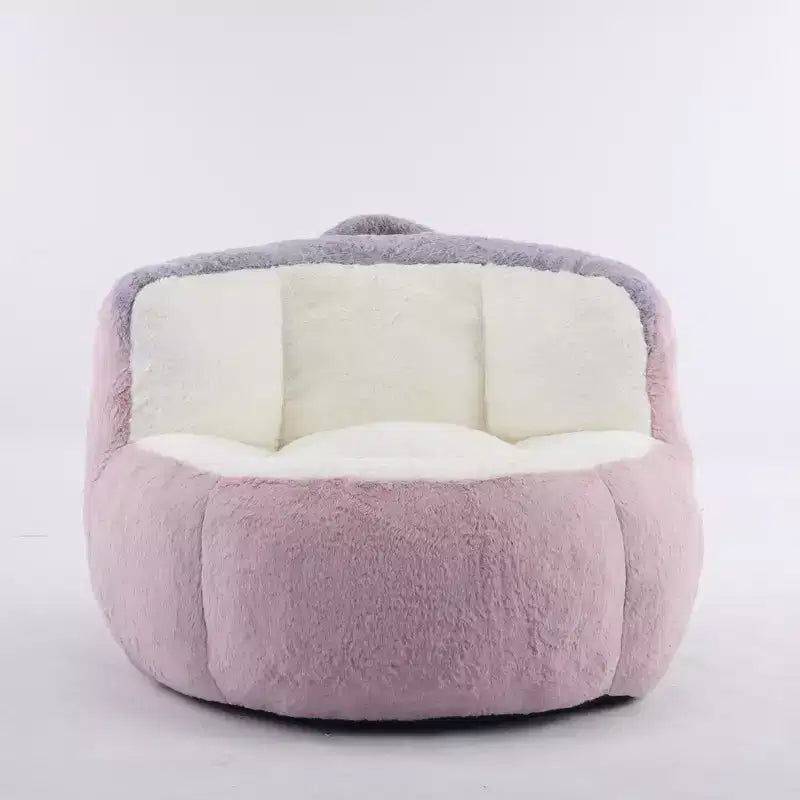 Pouf géant Whisen, canapé en fausse fourrure multicolore, grande méridienne remplie d'éponge déchiquetée, aucun assemblage requis