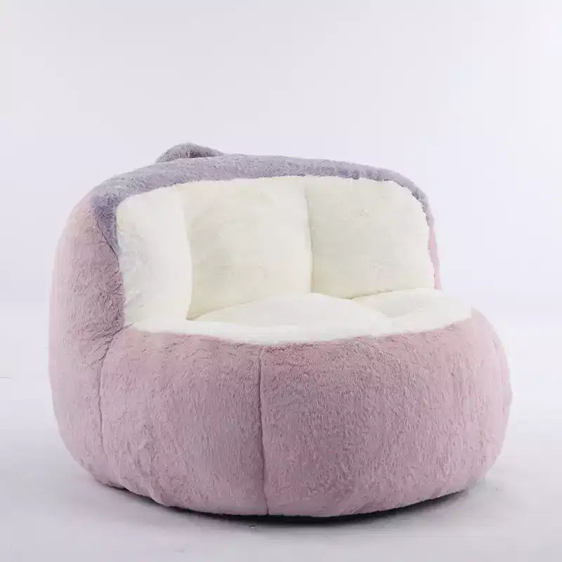 Pouf géant Whisen, canapé en fausse fourrure multicolore, grande méridienne remplie d'éponge déchiquetée, aucun assemblage requis