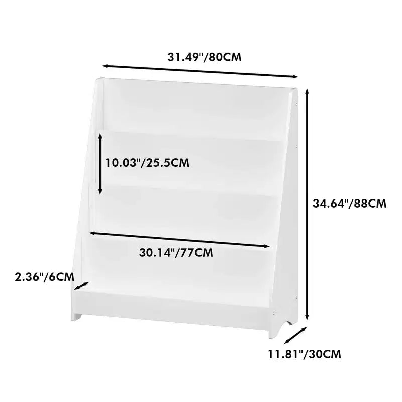 MAYEERTY Étagère à Livres à 4 Niveaux pour Enfants, Présentoir de Livres pour Tout-Petits, Aide à Garder les Chambres et Salles de Jeux Rangées, Blanc
